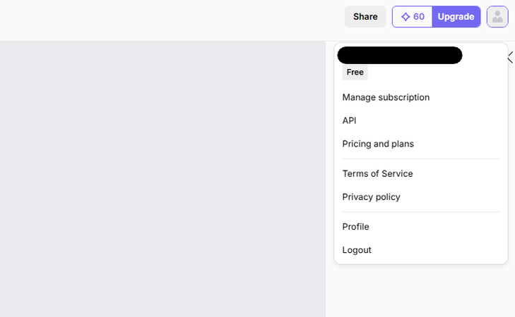 Recraft AI account settings