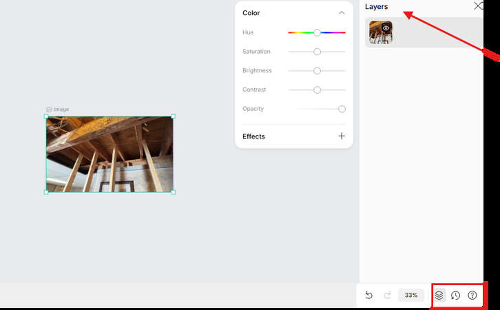 Recraft AI layers, project history, and help menu