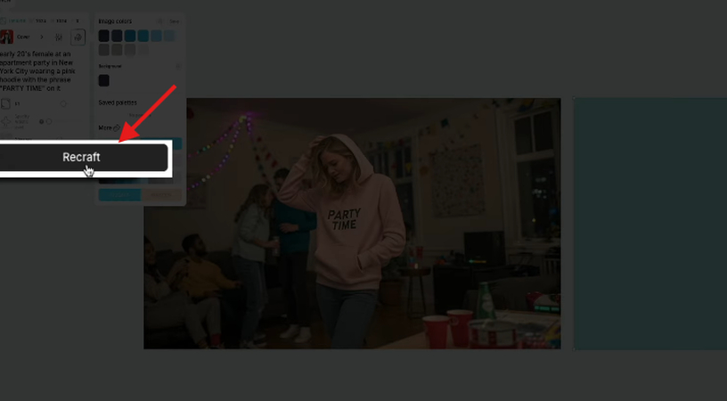 Recrafting the generated image with a new color in Recraft AI