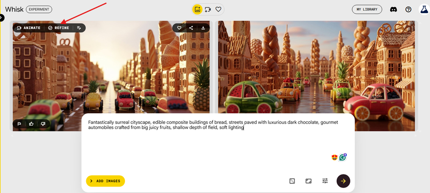 Refine option in Whisk AI