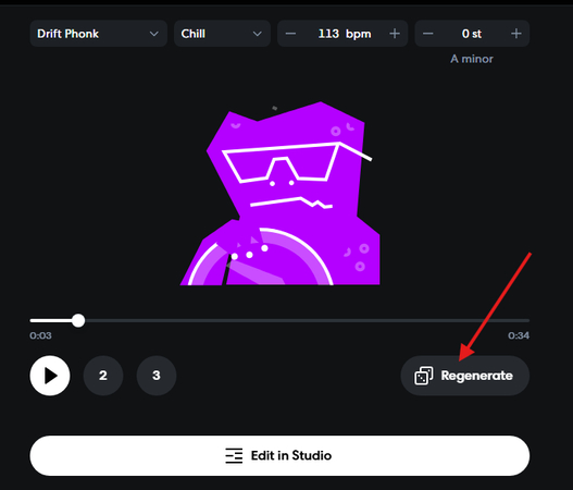 Regenerating ideas for phonk music in BandLab SongStarter