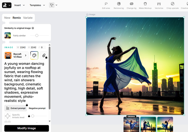 Remixed image generation in Recraft AI