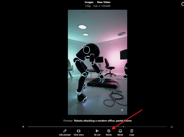 Remixing a generated video in Sora AI Text to Video