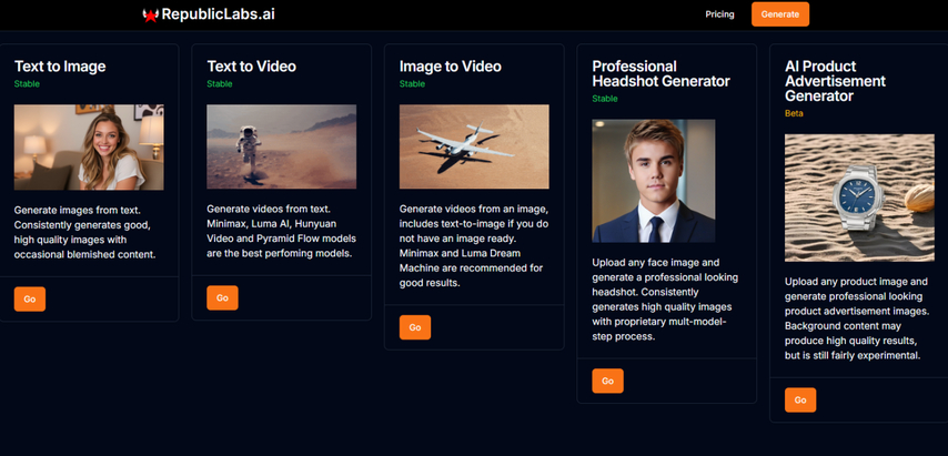 RepublicLabs.ai uncensored AI video generator