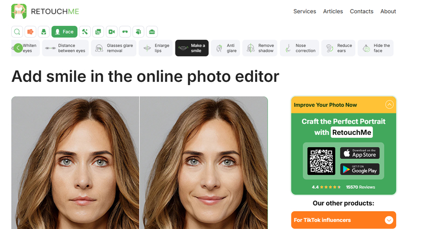 RetouchMe Make a Smile filter