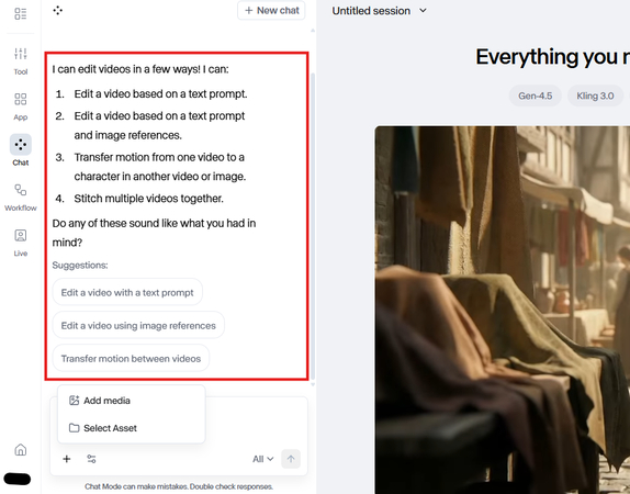 Reviewing Runway Video to Video chat capabilities