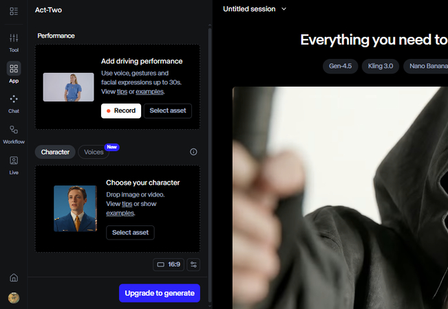 Runway AI Image to Video Act-Two feature