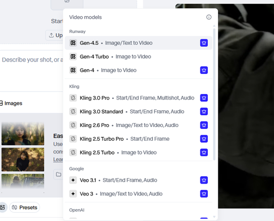 Runway AI image to video models