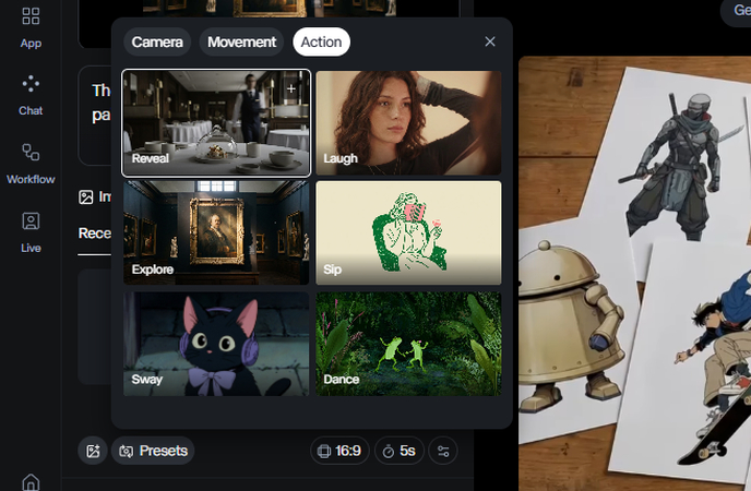 Runway AI Image to Video presets