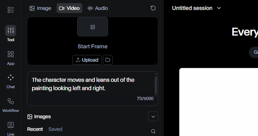 Runway AI Image to Video uploading and prompting