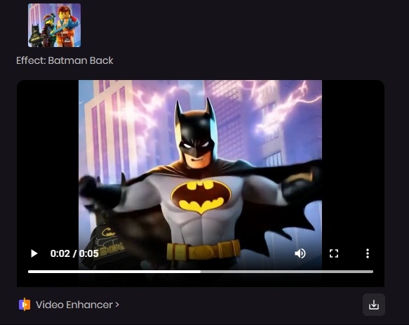 download and share the generated batman video