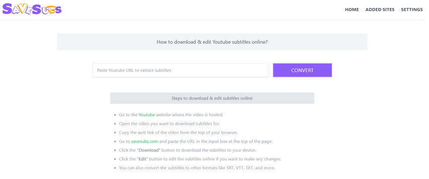 SaveSubs YouTube subtitle downloader