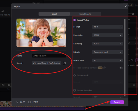Saving edited TikTok video on PC