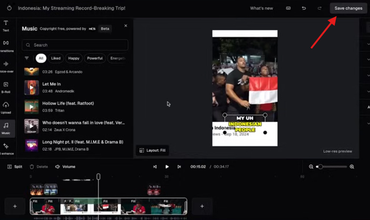 Saving your video edits in OpusClip