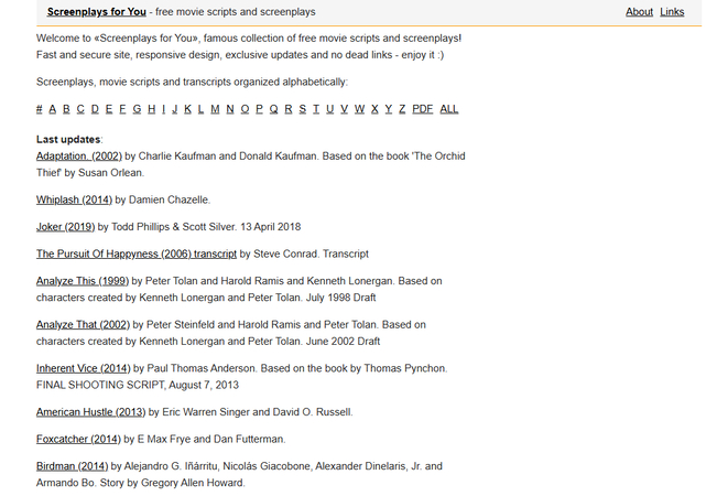 Screenplays for You site to download movie scripts