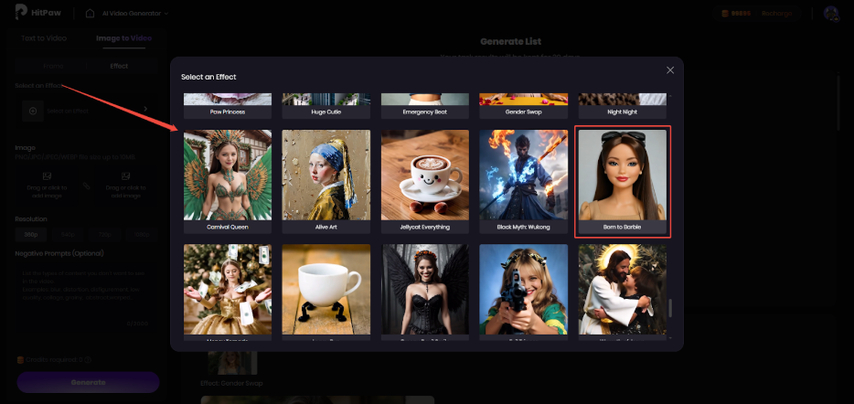 browse and choose ai cartoon filter effects