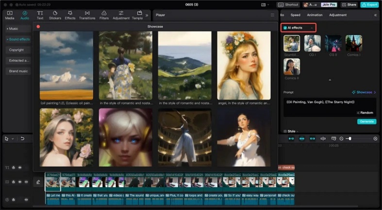select ai music effect in capcut