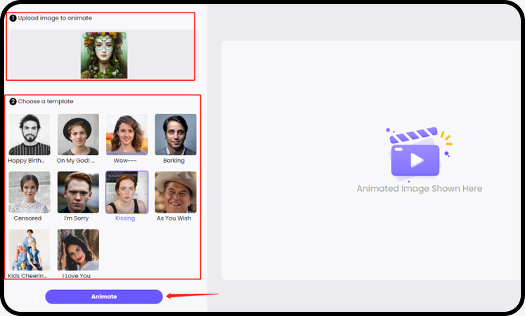 select one animation template