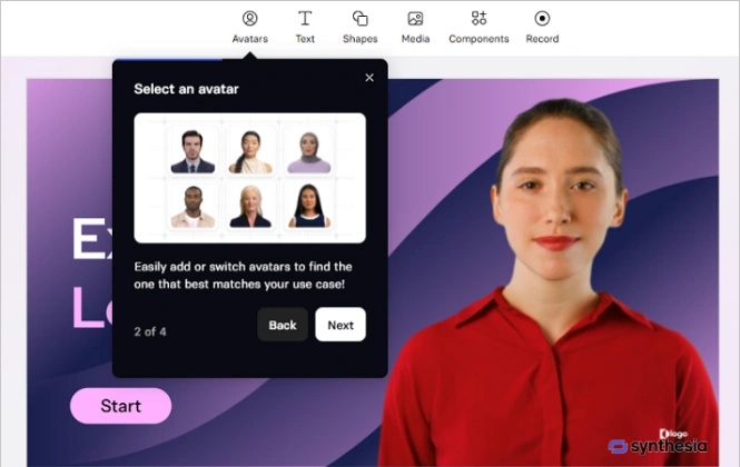 select synthesia ai avatar
