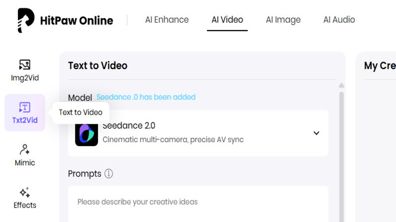 select video model on hitpaw ai fruit