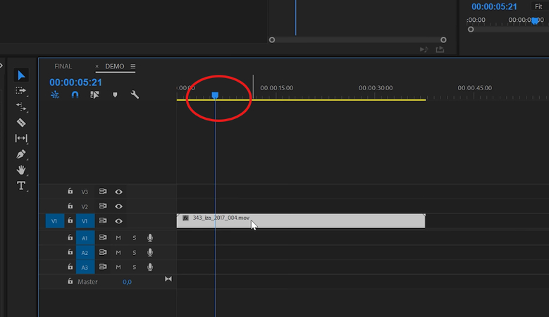Selecting a point to freeze frame