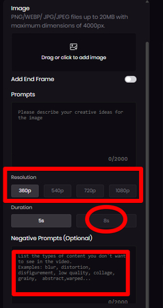 Selecting additional settings for making a kiss video