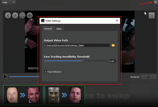 Selecting the output video path in Tuguoba AI Video Faceswap