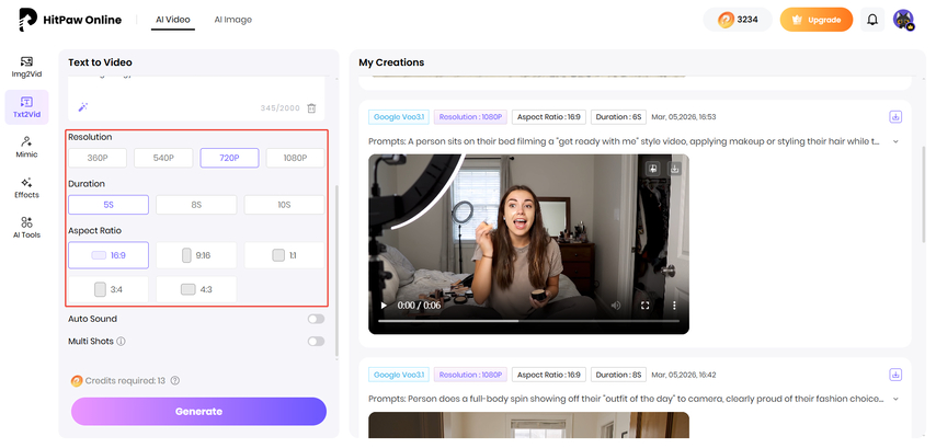 choose duration and quality