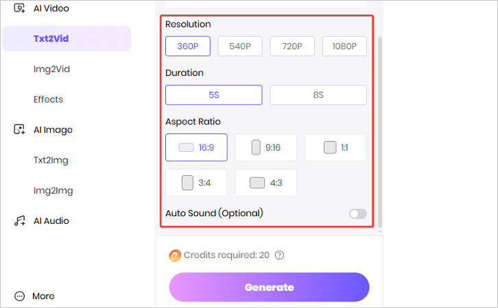 set video parameters