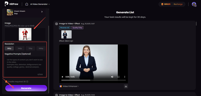 set your resolution video