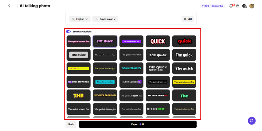 Setting subtitles in Pippit AI