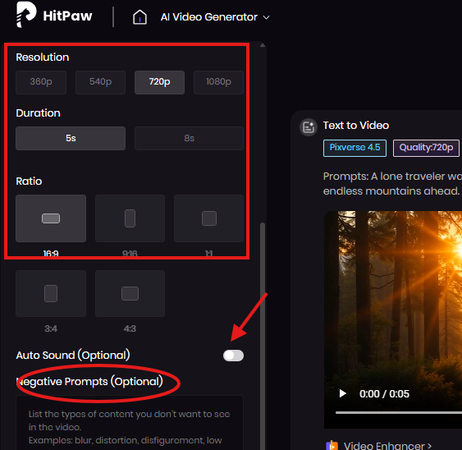 Setting up adjustment settings for the AI-generated video