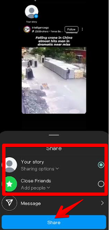 Sharing a YouTube video on Instagram Stories