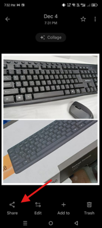 Sharing and saving the two pictures put together to make one on Android