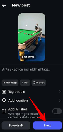 Sharing speed-adjusted video on Instagram Post