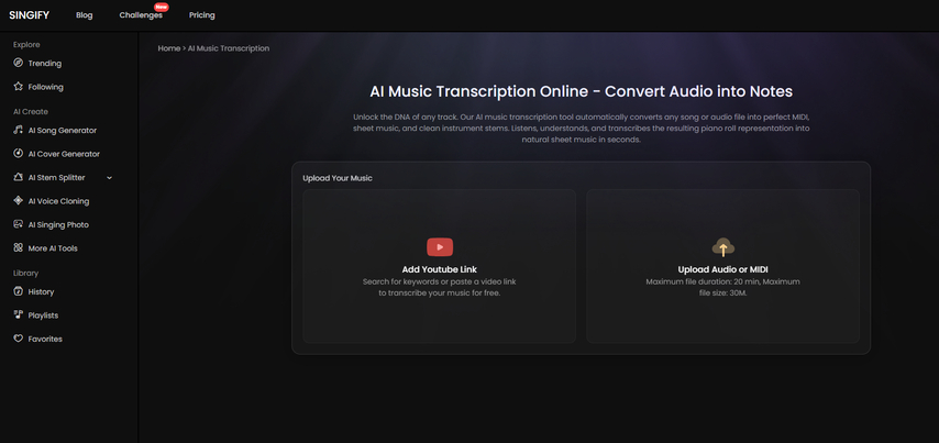 Singify AI Music Note Transcriber