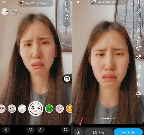 snapchat real-time sad face filter