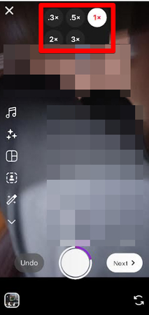 Speeding up video before recording on Instagram