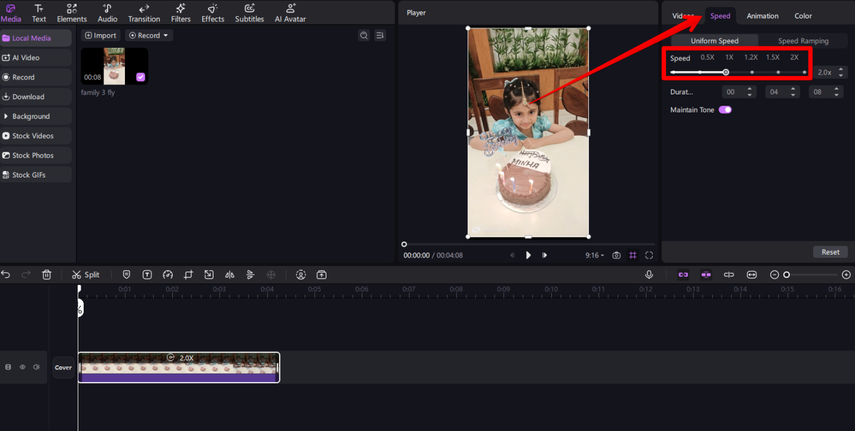 Speeding up videos on Instagram for Stories