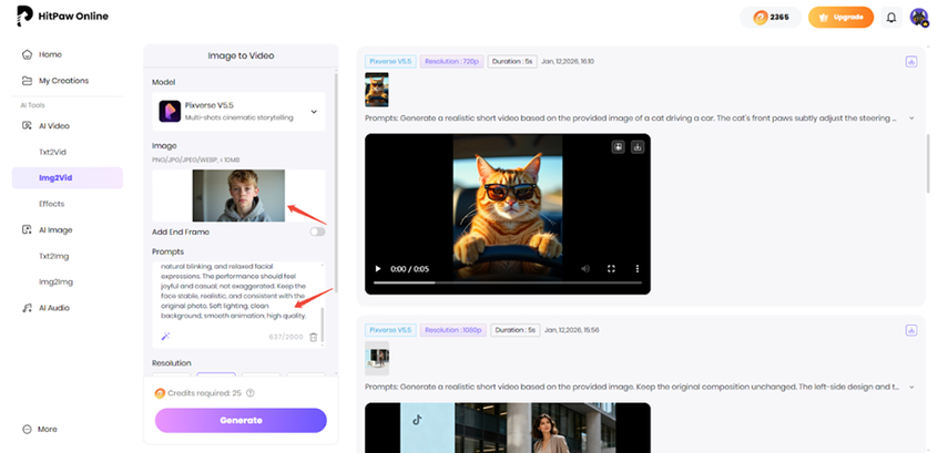 upload image or enter text prompt