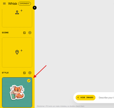 Sticker preset style template in Whisk AI