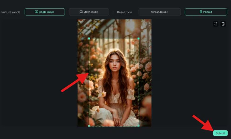 Submitting a photo for body inflation AI effect