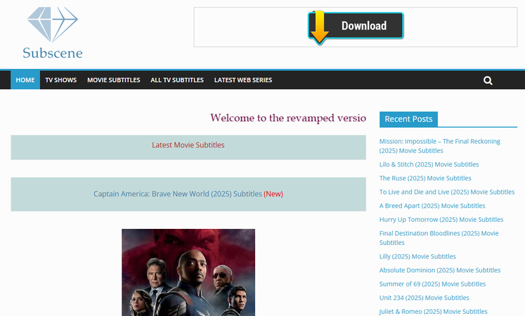 Subscene YIFY subtitles download alternative