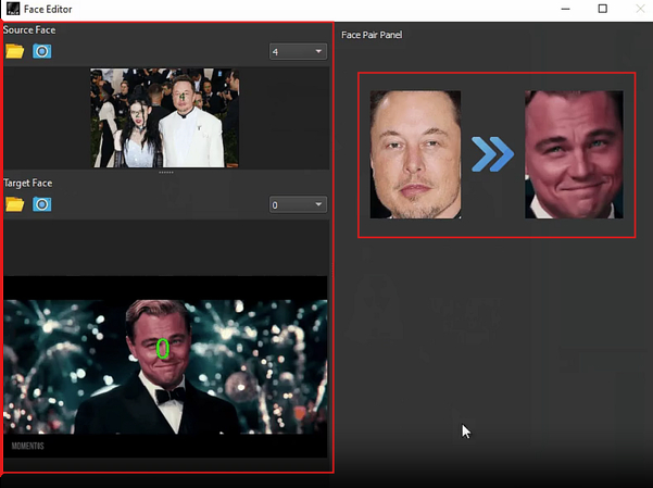 Swapping the faces in the Tuguoba AI Video Faceswap tool