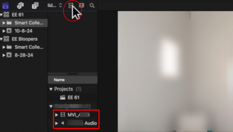 Switching to List Mode to preview audio and video clips