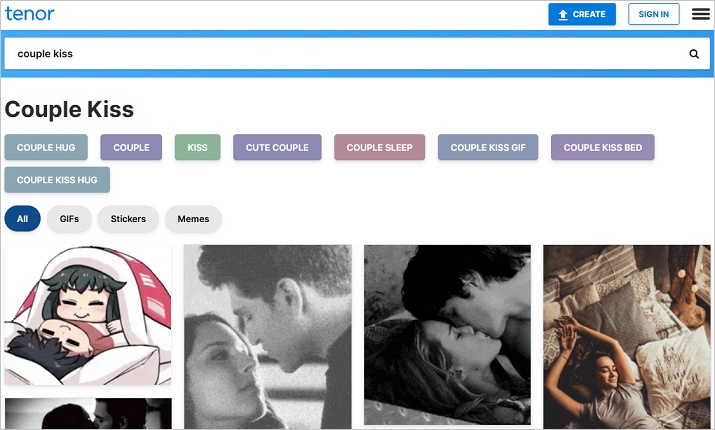 tenor couple kissing gif