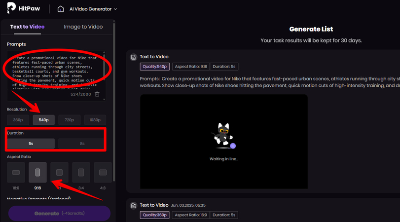 Text-to-Video generation using HitPaw AI Video Generator
