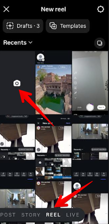 The Instagram app camera to record videos