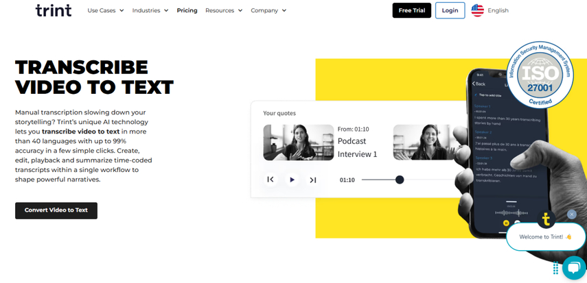 Trint best video to text converter