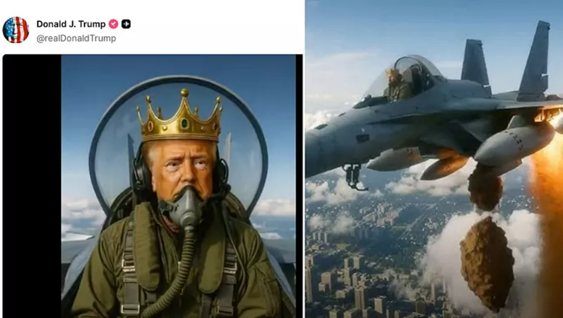 trump ai video no kings protest